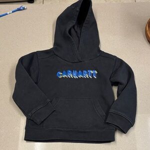 Carhartt Boys Toddler Black Hoodie with Blue Logo